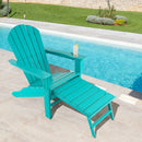 Outdoor Patio HDPE Adirondack Chair Beach Seat Retractable Ottoman Turquoise