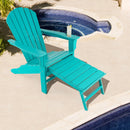 Outdoor Patio HDPE Adirondack Chair Beach Seat Retractable Ottoman Turquoise