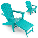 Outdoor Patio HDPE Adirondack Chair Beach Seat Retractable Ottoman Turquoise