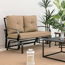 Patio 2-Person Glider Bench Rocking Loveseat Cushioned Armrest Beige