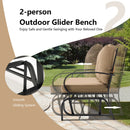 Patio 2-Person Glider Bench Rocking Loveseat Cushioned Armrest Beige