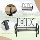 Patio 2-Person Glider Bench Rocking Loveseat Cushioned Armrest Beige