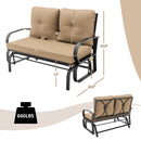Patio 2-Person Glider Bench Rocking Loveseat Cushioned Armrest Beige