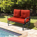 Patio 2-Person Glider Bench Rocking Loveseat Cushioned Armrest Red