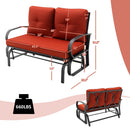 Patio 2-Person Glider Bench Rocking Loveseat Cushioned Armrest Red