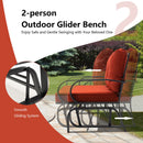 Patio 2-Person Glider Bench Rocking Loveseat Cushioned Armrest Red