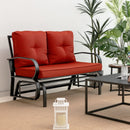 Patio 2-Person Glider Bench Rocking Loveseat Cushioned Armrest Red