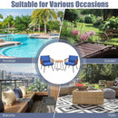 3PC Birsto Furniture Set Cushioned Sofa Armrest Coffee Table Blue
