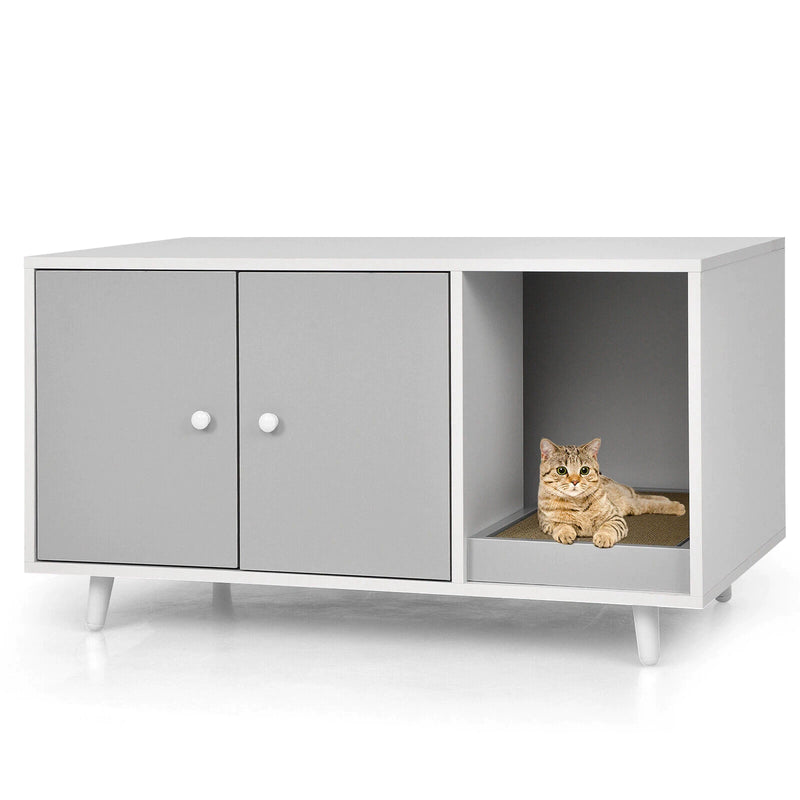 Cat Litter Box Enclosure Cat Washroom Hidden Litter Box Enclosure Grey