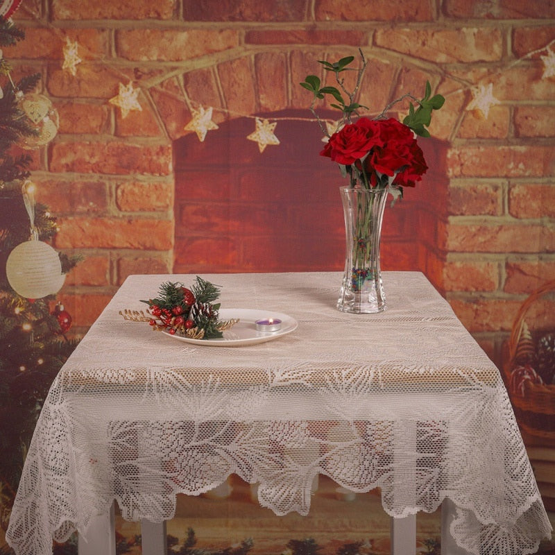 Pinecone Angel Christmas Table Clothes New Year Party Home Decorative Table Cloth Lace Flag New