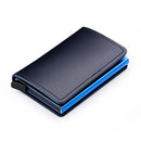 RFID Blocking 100% Genuine Leather Credit Card Holder Aluminum Metal Business ID Cardholder Slim Card Case Mini Wallet for Men