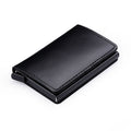 RFID Blocking 100% Genuine Leather Credit Card Holder Aluminum Metal Business ID Cardholder Slim Card Case Mini Wallet for Men