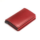 RFID Blocking 100% Genuine Leather Credit Card Holder Aluminum Metal Business ID Cardholder Slim Card Case Mini Wallet for Men