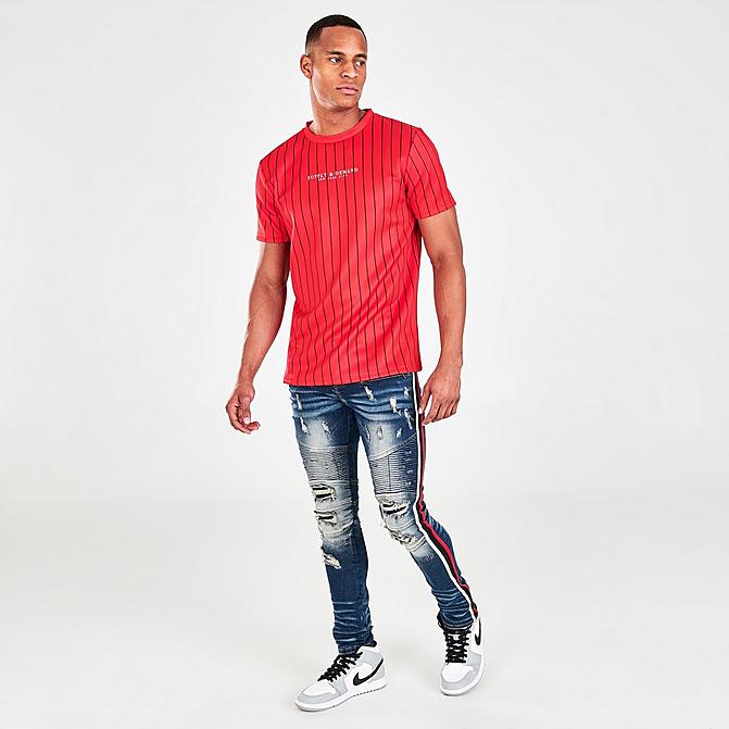 MEN'S SUPPLY & DEMAND SIDE STRIPE DISTRESSED JEANS