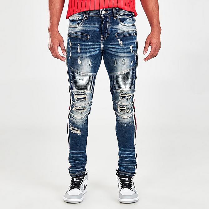 MEN'S SUPPLY & DEMAND SIDE STRIPE DISTRESSED JEANS