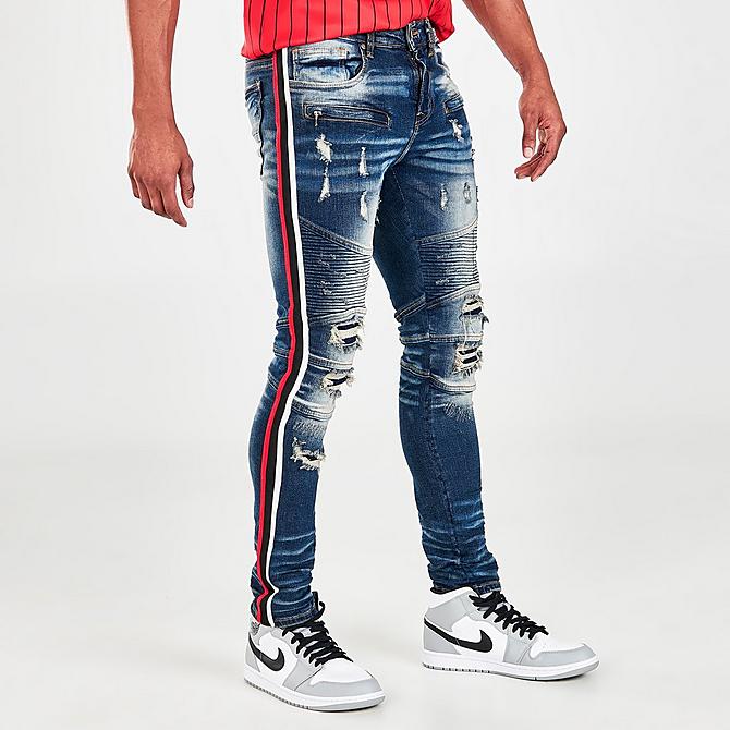 MEN'S SUPPLY & DEMAND SIDE STRIPE DISTRESSED JEANS