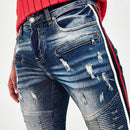 MEN'S SUPPLY & DEMAND SIDE STRIPE DISTRESSED JEANS