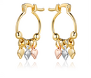 Peermont 18K Gold Plated Tri-Gold Heart Hoop Earrings