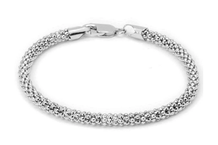 Women's Italian Sterling Silver Popcorn Chain Bracelet, 7.5"