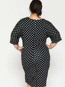 Women Plus Size Polka Dot V-Neck Midi Dress