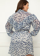 ELOQUII Elements Women's Plus Size Tie Neck Fit and Flare Dress