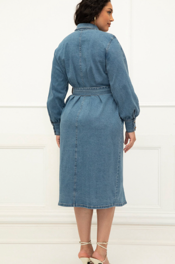 ELOQUII Elements Women's Plus Size Denim Utility Dress
