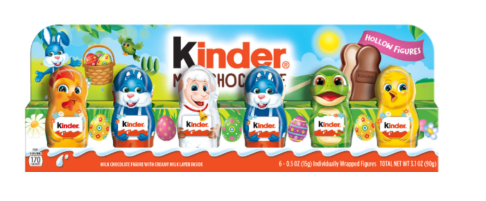 Kinder Easter Mini Hollow Figures, 6 Count Family Pack, Individually Wrapped Chocolate Candy,