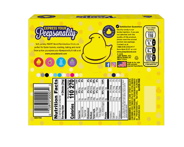 PEEPS Yellow Marshmallow Chicks, Easter Candy, 3oz (10ct)