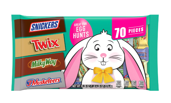 Snickers, Twix, Milky Way & 3 Musketeers Assorted Easter Chocolate Candy Bars Variety Pack - 20.26 oz, 70 Piece Bag