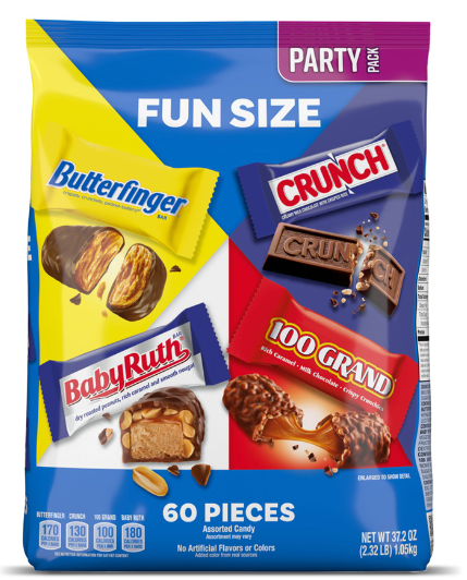 Butterfinger & Co Bulk Chocolate-y Candy Bag, Mix of Fun Size Butterfinger, Crunch, 100 Grand & Baby Ruth Milk Chocolate-y Bars