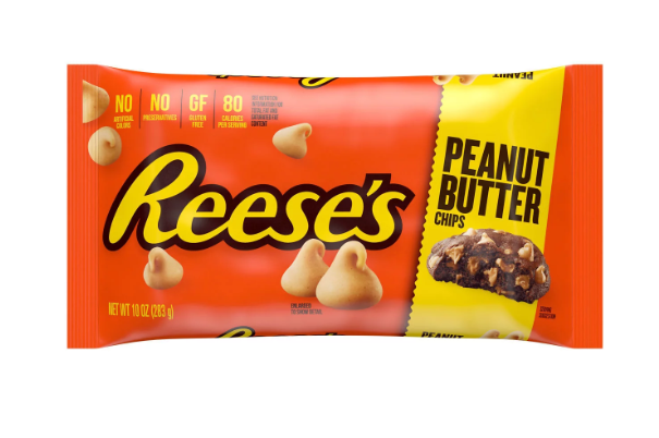 REESE'S, Peanut Butter Baking Chips, Gluten Free, No Preservatives, 10 oz, Bag