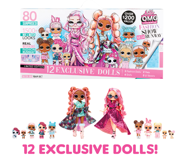 LOL Surprise Fashion Show Mega Runway- Runway Playset with 80 Surprises, 1500+ Mix & Match Looks, Fashion Dolls, Collectible Dolls, Runway Set, Fashion Toy Girls Ages 4 and Up