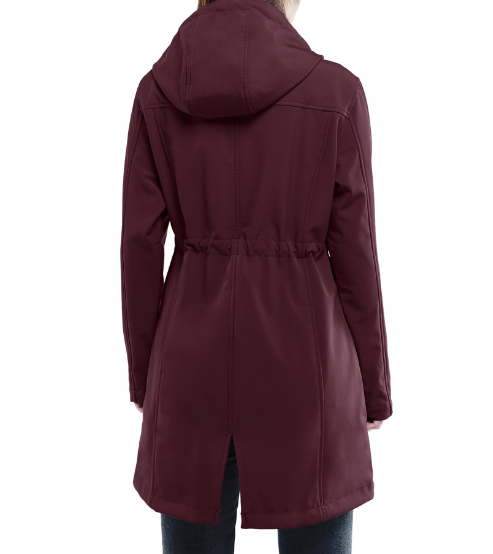 Women's Softshell Long Jacket with Hood Fleece Lined Windproof Warm up Waterproof Windbreaker