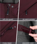 Women's Softshell Long Jacket with Hood Fleece Lined Windproof Warm up Waterproof Windbreaker