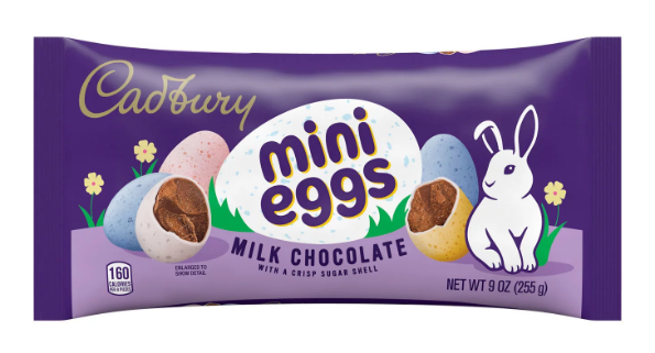 CADBURY, MINI EGGS Milk Chocolate with a Crisp Sugar Shell Candy, Easter, 9 oz, Bag