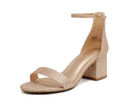 Dream Pairs Women's Fashion Low Chunky Heel Sandals Open Toe Ankle Strap Dress Heel Shoes LOW-CHUNK GOLD/GLITTER Size 9.5