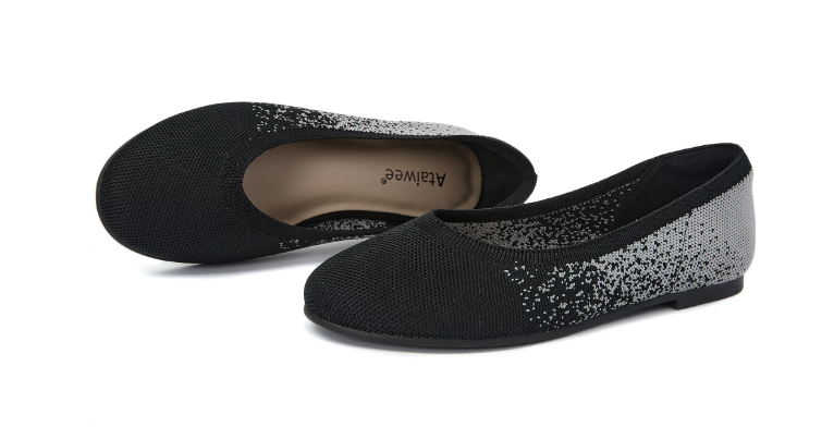 Ataiwee Women's Wide Width Flat Shoes，Plus Size Round Toe Slip on Wide Ballet Shoes.