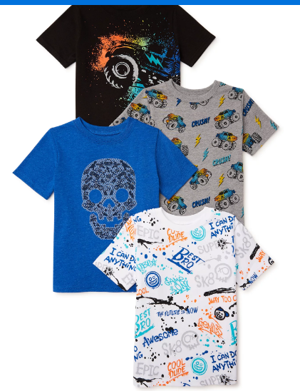 Garanimals Baby and Toddler Boy Graphic Short-Sleeve T-Shirt, 4-Pack, Sizes 12M-5T