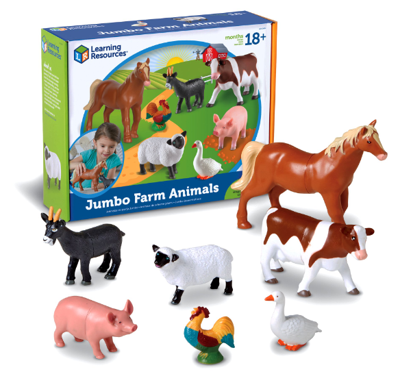Learning Resources Jumbo Farm Animals - 7 Pieces, Boys and Girls Ages 18mos+, Pretend Play for Toddlers, Animal Toys for Toddlers