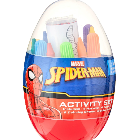Spiderman Plastic Easter Egg Activity Set, Includes Coloring Sheets, Stickers, Markers, Crayons