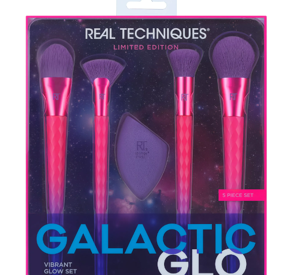Real Techniques Galactic Glo Vibrant Glow Makeup Brush & Sponge Kit, 5 Piece Set