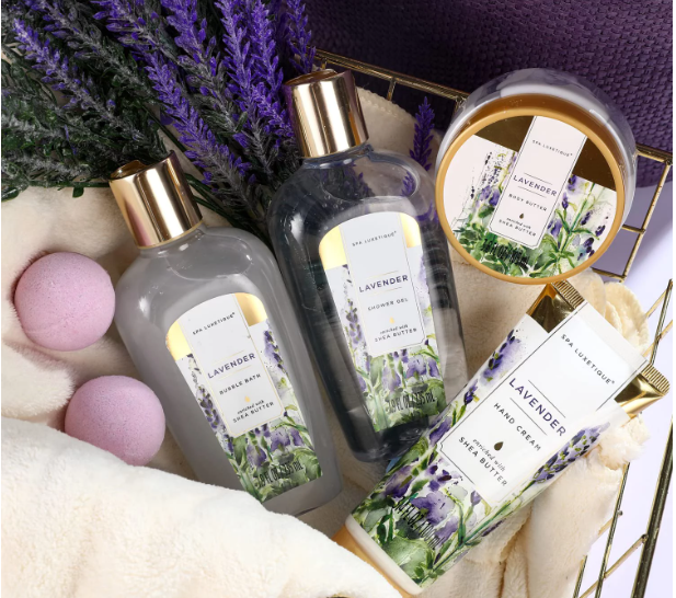 Spa Bath Gift Sets for Women Lavender Body Care Baskets, 10 Pcs Relaxing Holiday Mothers Day Gifts for Mom