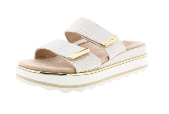 Vionic Womens Brandie Linen Slip On Slide Sandals