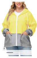 Women Plus Size Waterproof Rain Jacket Raincoat Packable Outdoor Hooded Windbreaker