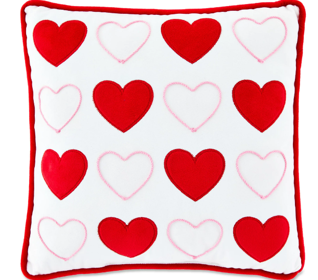 Way To Celebrate Valentine 14" Square Reversible Red And White Heart Decorative Pillow