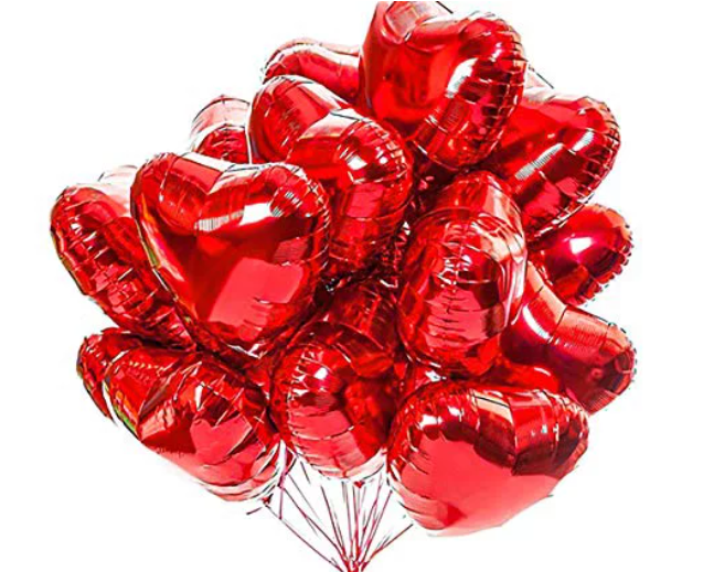10 Pcs 18 inch Heart Love Bunch Foil Balloon , Helium Support Decorations (10 pcs, Red)