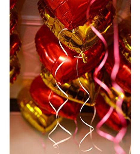 10 Pcs 18 inch Heart Love Bunch Foil Balloon , Helium Support Decorations (10 pcs, Red)