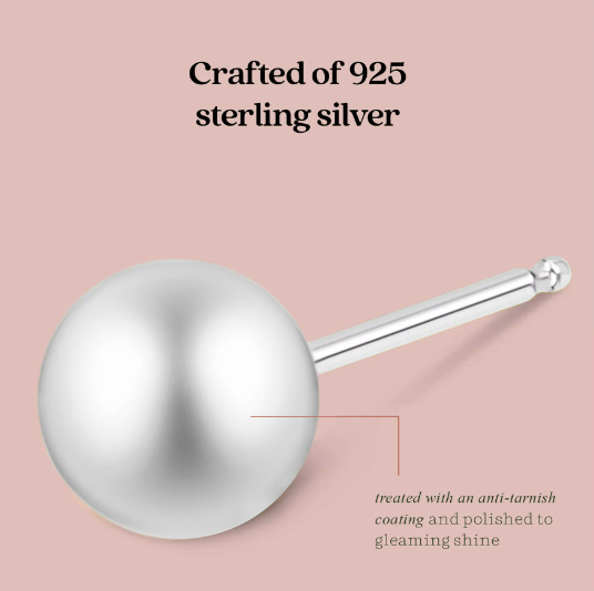 925 Sterling Silver High Polish Smooth Round Ball Stud Earring 3-Size Set - 2mm, 3mm, 4mm