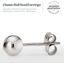 925 Sterling Silver High Polish Smooth Round Ball Stud Earring 3-Size Set - 2mm, 3mm, 4mm