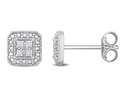 Miabella Women's 1/10 Carat T.W. Diamond Sterling Silver Cluster Square Halo Stud Earrings